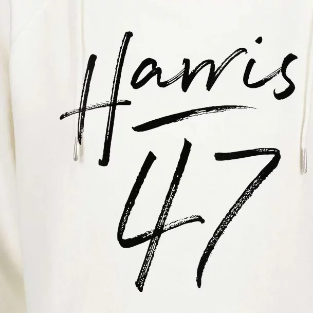 Kamala Harris 47 Feminine Script For Women Harris 2024 Womens Funnel Neck Pullover Hood