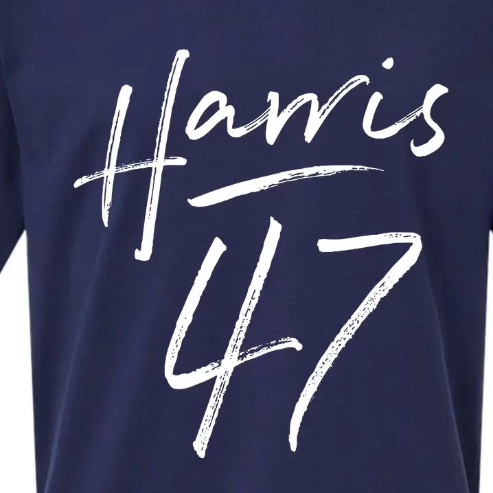 Kamala Harris 47 Feminine Script For Women Girl Harris 2024 Sueded Cloud Jersey T-Shirt