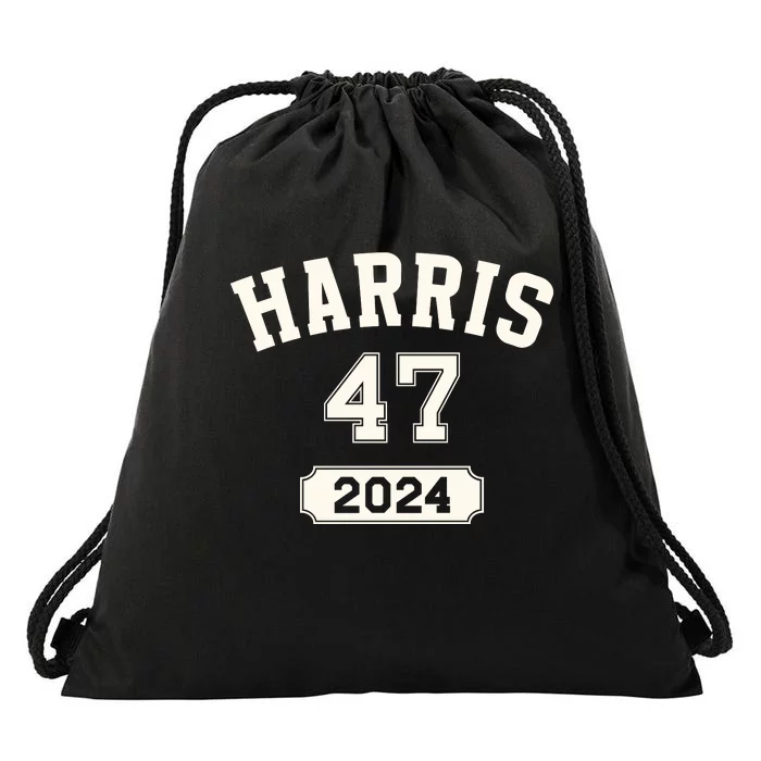 Kamala Harris 47 2024 Election Vintage Varsity Black Or White Drawstring Bag