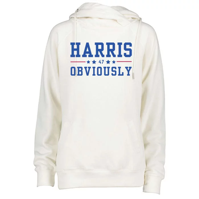 Kamala Harris 47 Obviously Womens Funnel Neck Pullover Hood