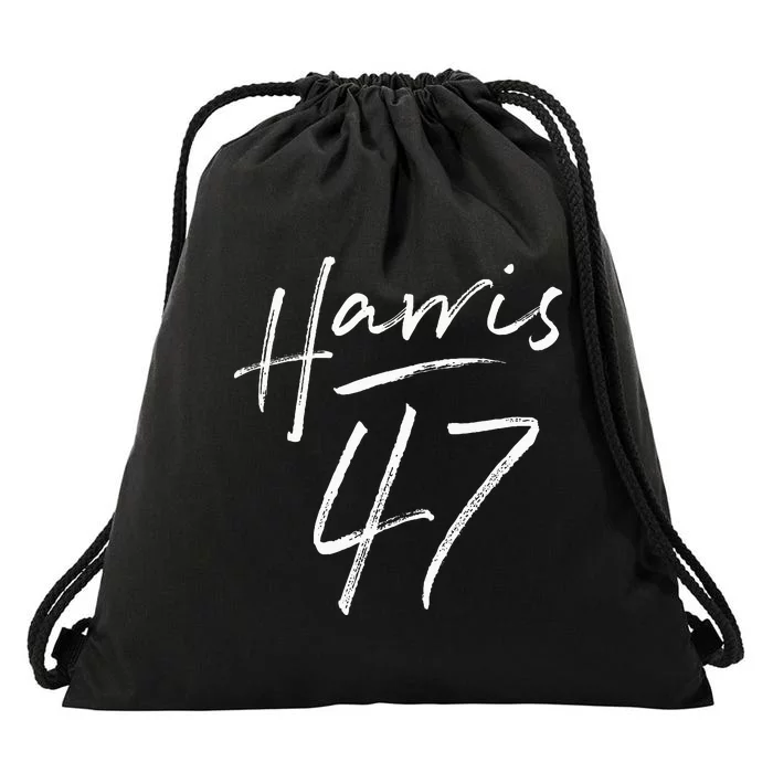 Kamala Harris 47 Feminine Script Harris 2024 Drawstring Bag