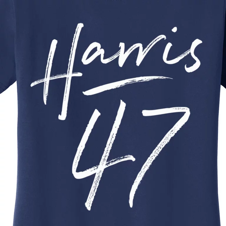 Kamala Harris 47 Feminine Script Signature Vote For 2024 President Kamalaharris Women's T-Shirt