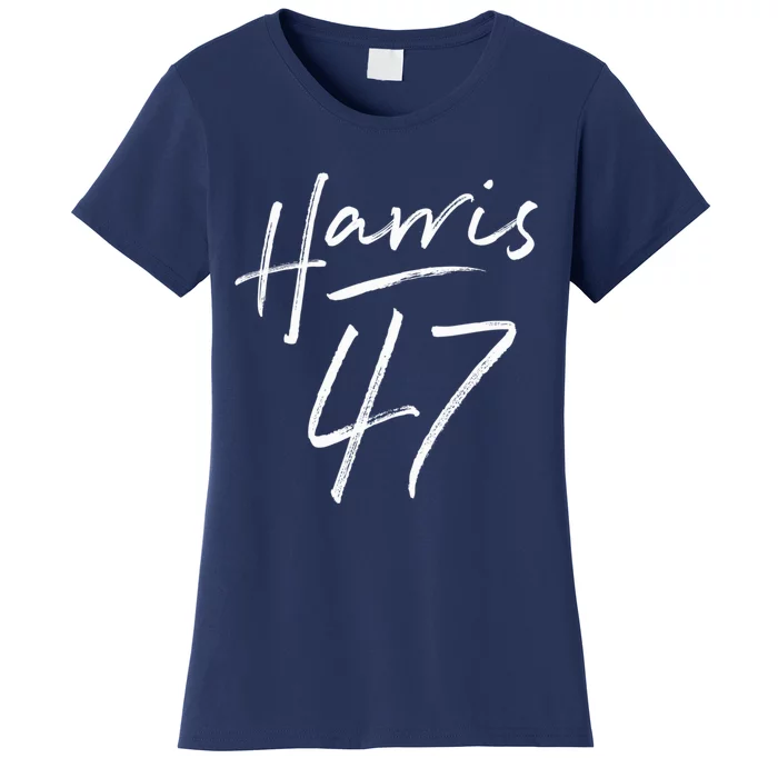 Kamala Harris 47 Feminine Script Signature Vote For 2024 President Kamalaharris Women's T-Shirt