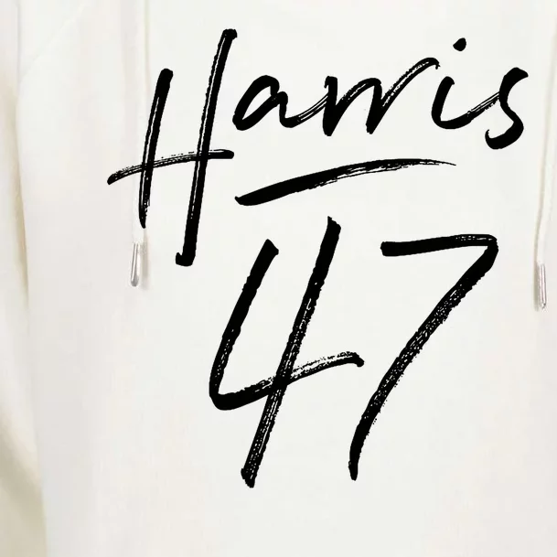 Kamala Harris 47 Feminine Script Womens Funnel Neck Pullover Hood