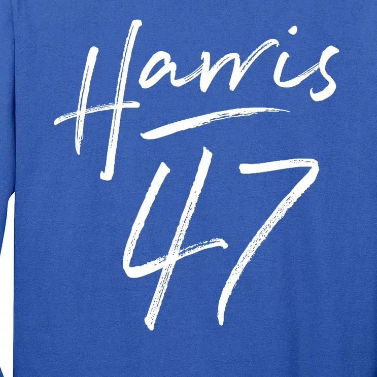 Kamala Harris 47 Feminine Script Long Sleeve Shirt