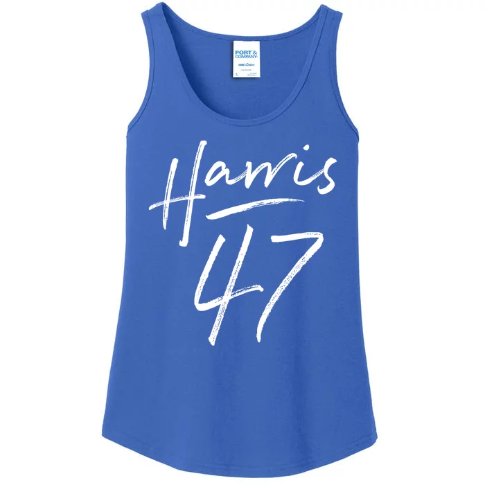 Kamala Harris 47 Feminine Script Ladies Essential Tank