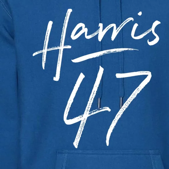 Kamala Harris 47 Feminine Script Premium Hoodie