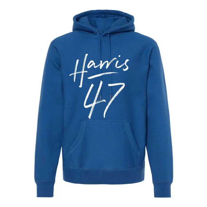 Kamala Harris 47 Feminine Script Premium Hoodie