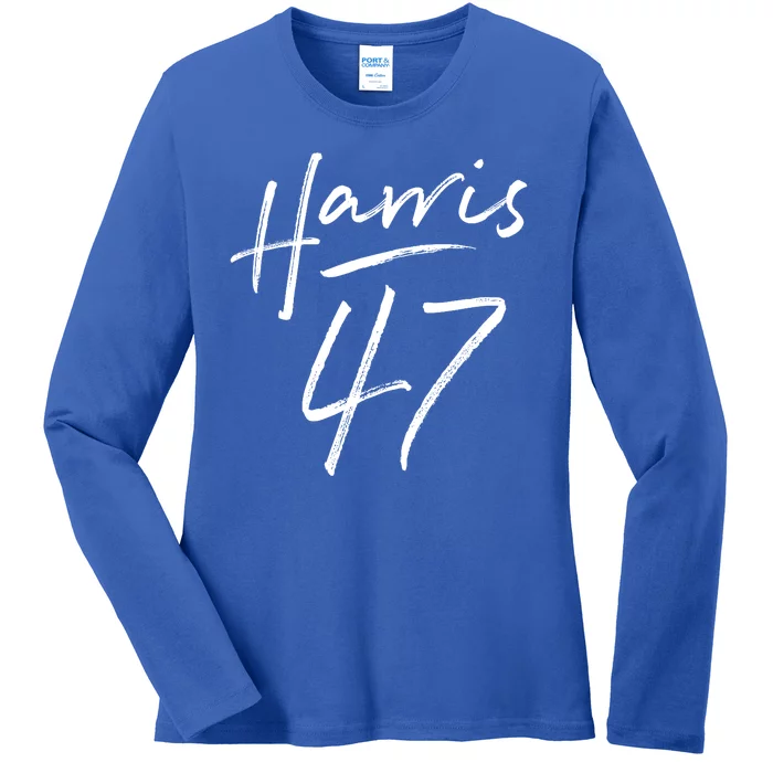 Kamala Harris 47 Feminine Script Ladies Long Sleeve Shirt