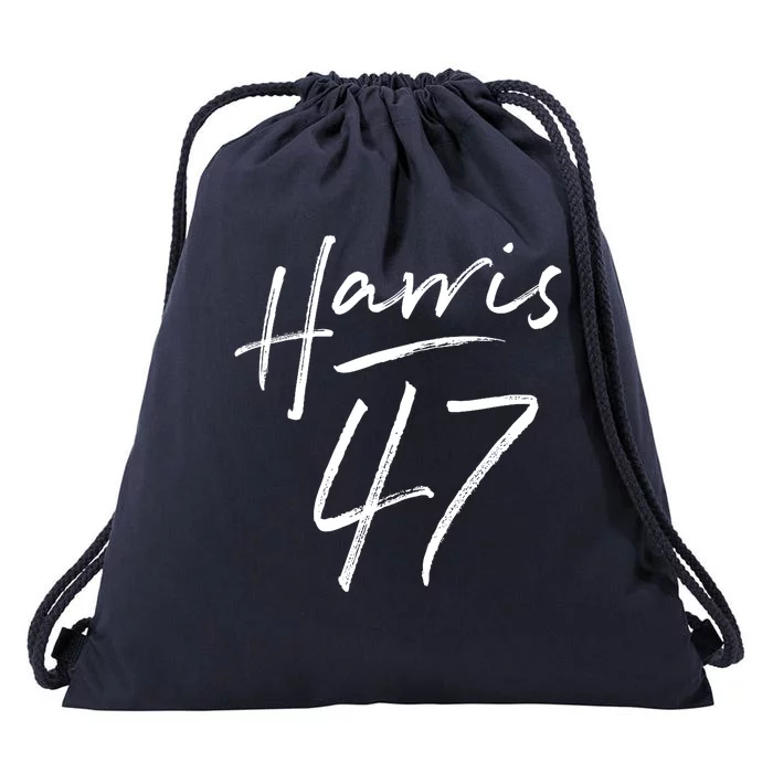 Kamala Harris 47 Feminine Script Drawstring Bag