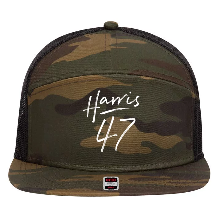 Kamala Harris 47 Feminine Harris 2024 7 Panel Mesh Trucker Snapback Hat