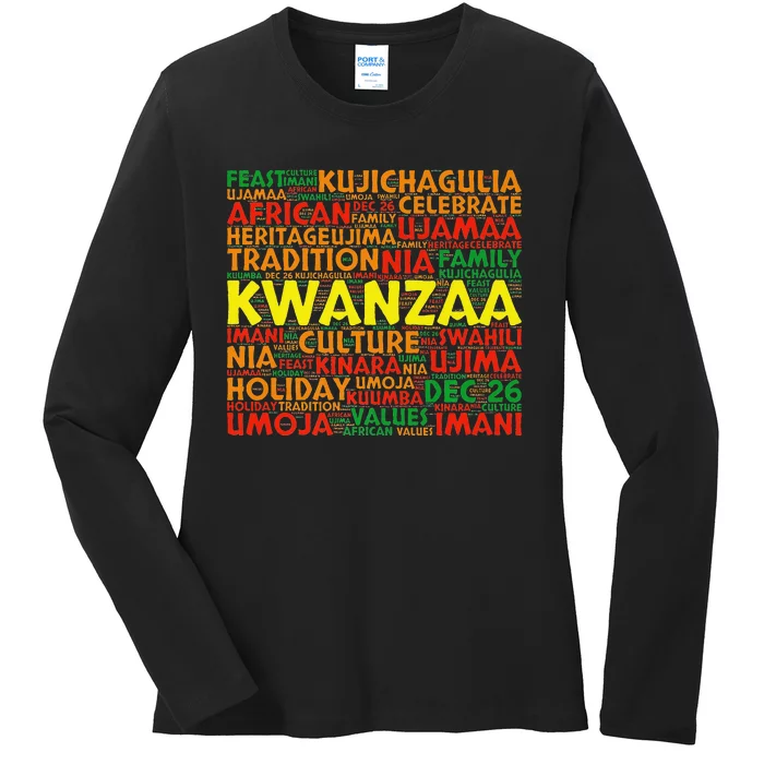 Kwanzaa Holiday 7 Principles Celebrate Tradition Ladies Long Sleeve Shirt