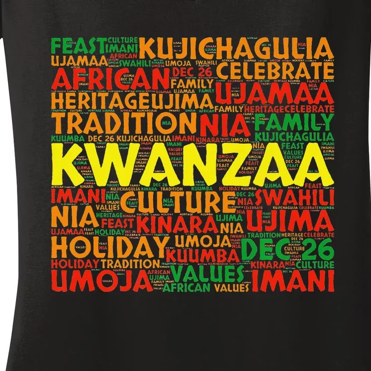 Kwanzaa Holiday 7 Principles Celebrate Tradition Women's V-Neck T-Shirt