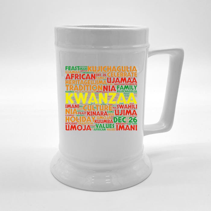 Kwanzaa Holiday 7 Principles Celebrate Tradition Front & Back Beer Stein