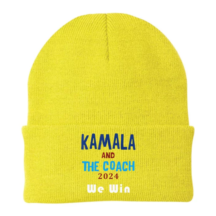 Kamala Harris And Tim Walz The Coach LetS Win Knit Cap Winter Beanie