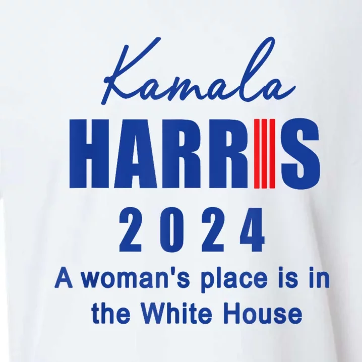 Kamala Harris A Womans Place Is In The White House Sueded Cloud Jersey T-Shirt