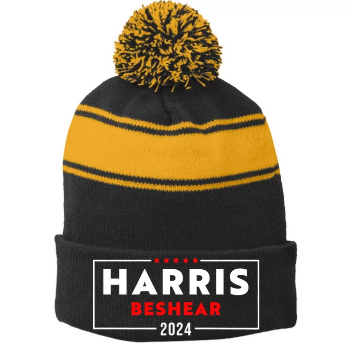 Kamala Harris Andy Beshear 2024 Harris Beshear 2024 Stripe Pom Pom Beanie