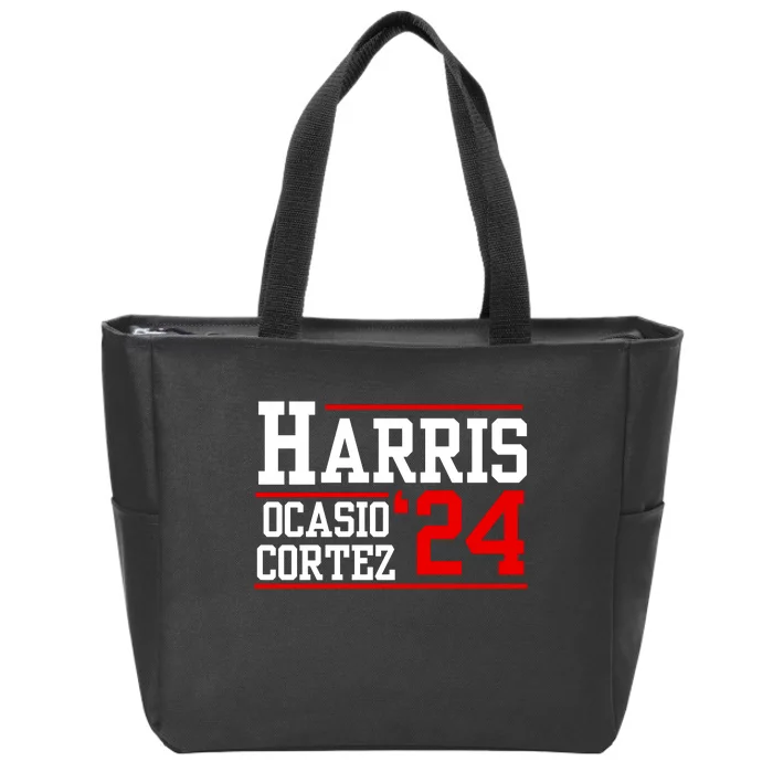 Kamala Harris Alexandria Ocasiocortez 2024 President Vote Zip Tote Bag