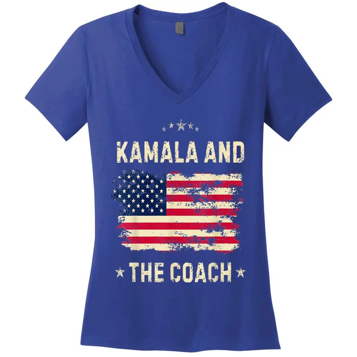 Kamala Harris And The Coach 2024 Walz Waltz Women's V-Neck T-Shirt