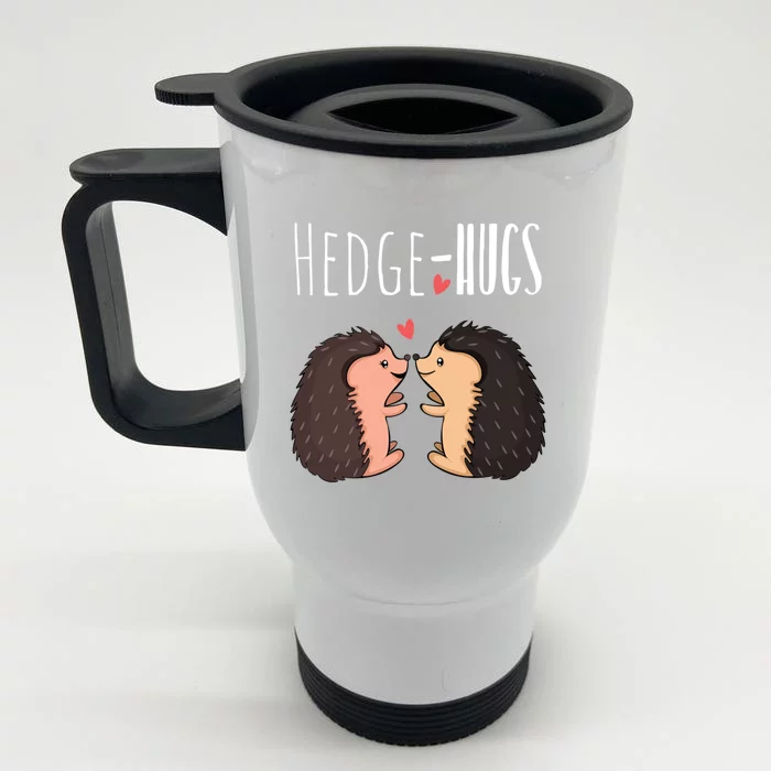 Kawaii Hedgehog Animal Hugs Hearts Day Valentines Day Gift Front & Back Stainless Steel Travel Mug