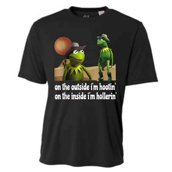 Kermit Hootin And Hollerin On The Outside Im Hootin Cooling Performance Crew T-Shirt