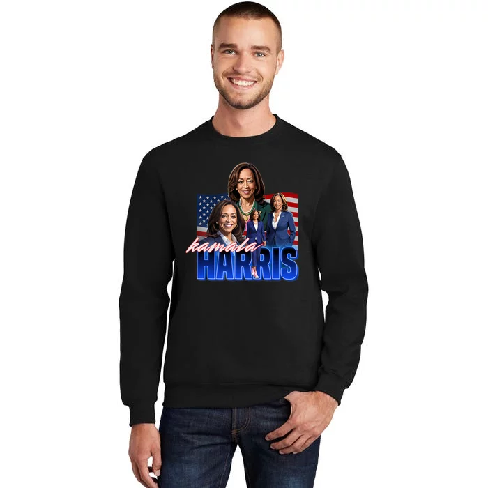 Kamala Harris American Flag Bootleg Reboot Tall Sweatshirt