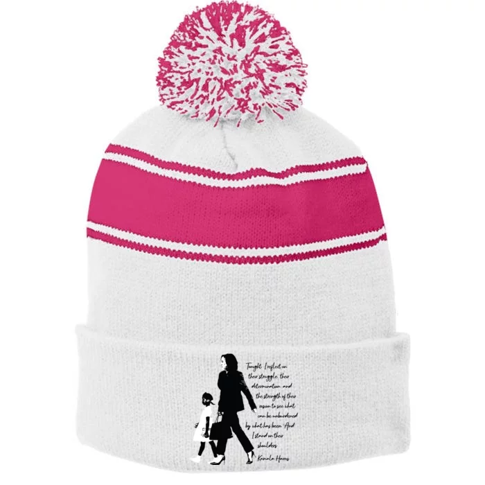 Kamala Harris And Ruby Bridges Stripe Pom Pom Beanie