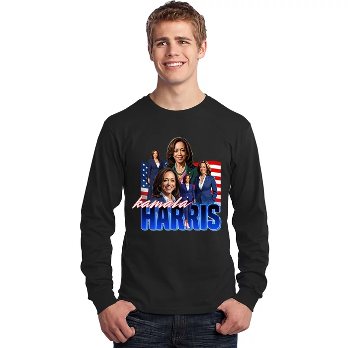 Kamala Harris American Flag Bootleg Long Sleeve Shirt