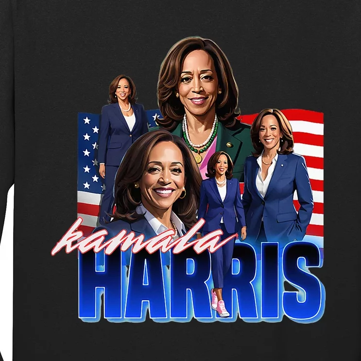 Kamala Harris American Flag Bootleg Long Sleeve Shirt