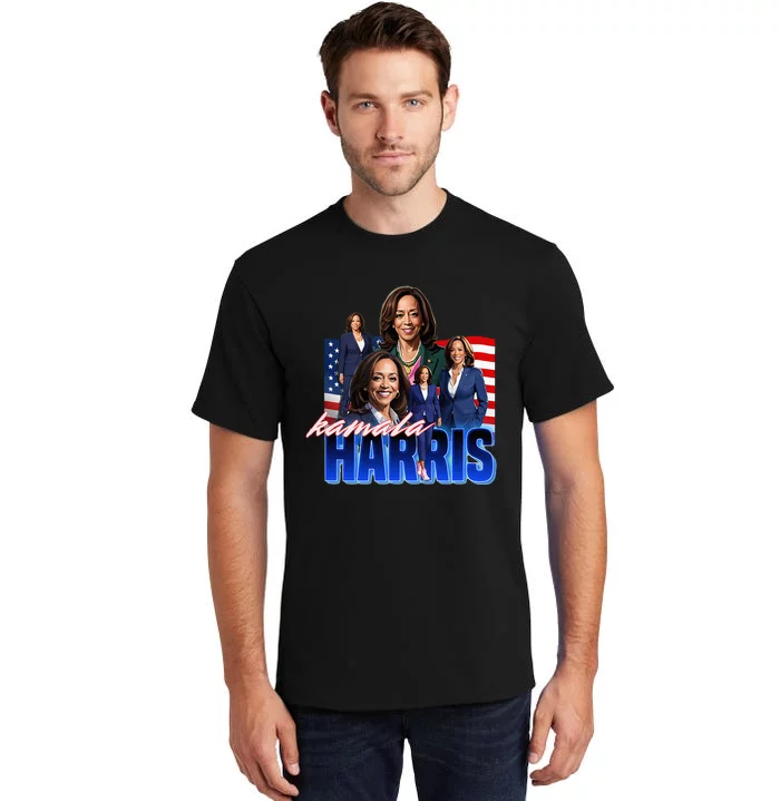 Kamala Harris American Flag Bootleg Tall T-Shirt