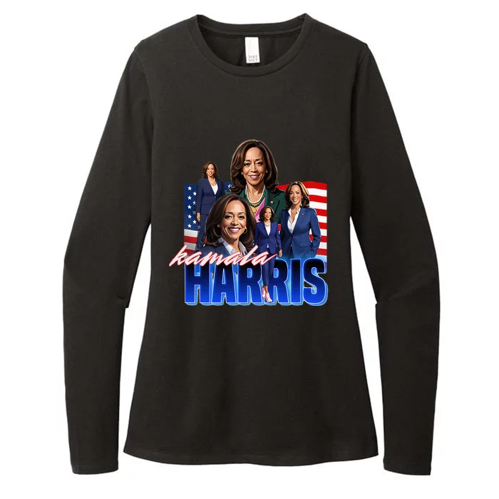 Kamala Harris American Flag Bootleg Womens CVC Long Sleeve Shirt