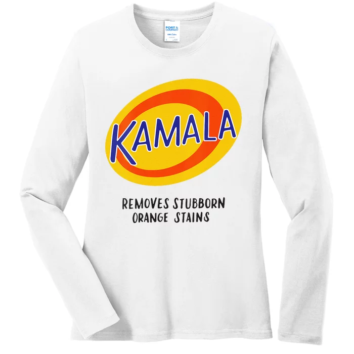 Kamala Harris Antitrump Vote Removes Stubborn Orange Stains Ladies Long Sleeve Shirt