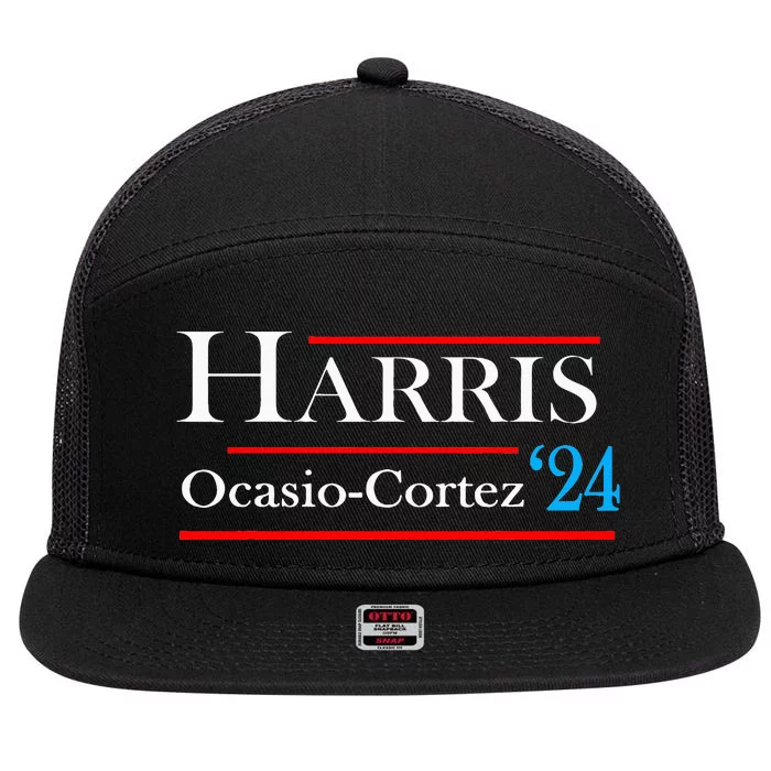 Kamala Harris Alexandria Ocasiocortez 2024 President Vote 7 Panel Mesh Trucker Snapback Hat