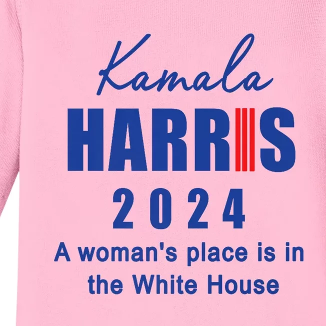 Kamala Harris A Womans Place Is In The White House Baby Long Sleeve Bodysuit