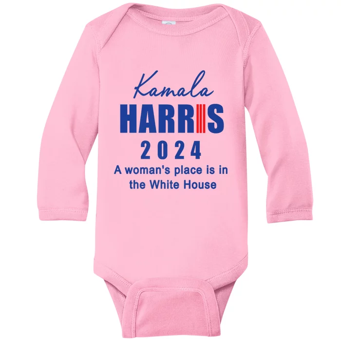 Kamala Harris A Womans Place Is In The White House Baby Long Sleeve Bodysuit