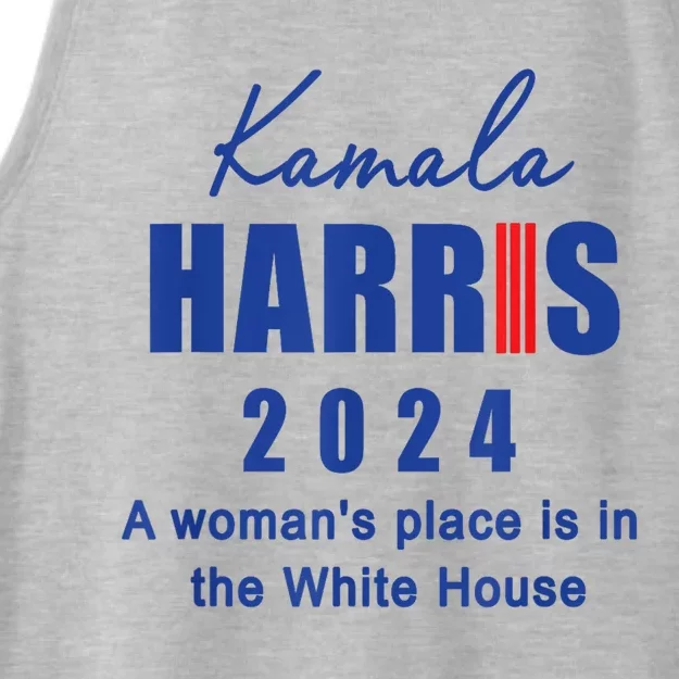 Kamala Harris A Womans Place Is In The White House Ladies Tri-Blend Wicking Tank