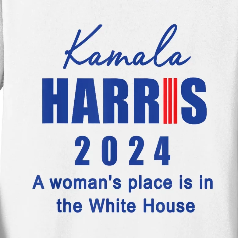 Kamala Harris A Womans Place Is In The White House Kids Long Sleeve Shirt