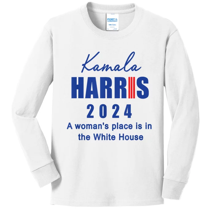 Kamala Harris A Womans Place Is In The White House Kids Long Sleeve Shirt