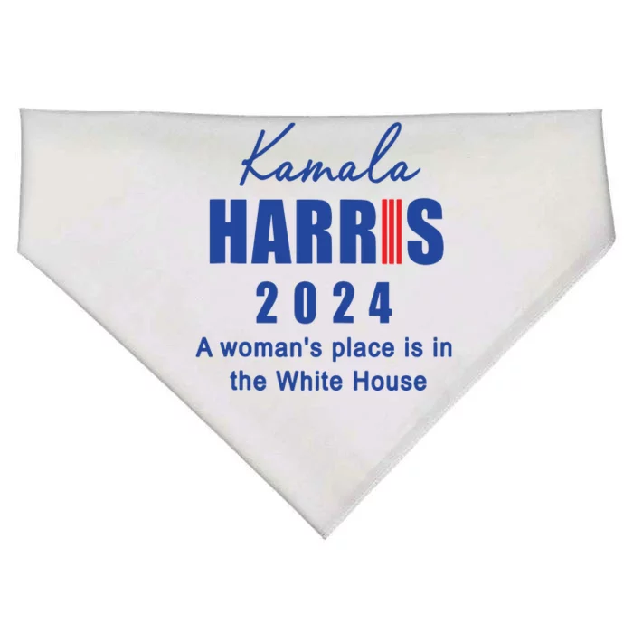 Kamala Harris A Womans Place Is In The White House USA-Made Doggie Bandana