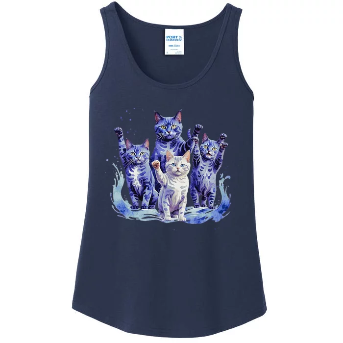 Kamala Harris Blue Cats Wave Funny For Cat Owners Ladies Essential Tank