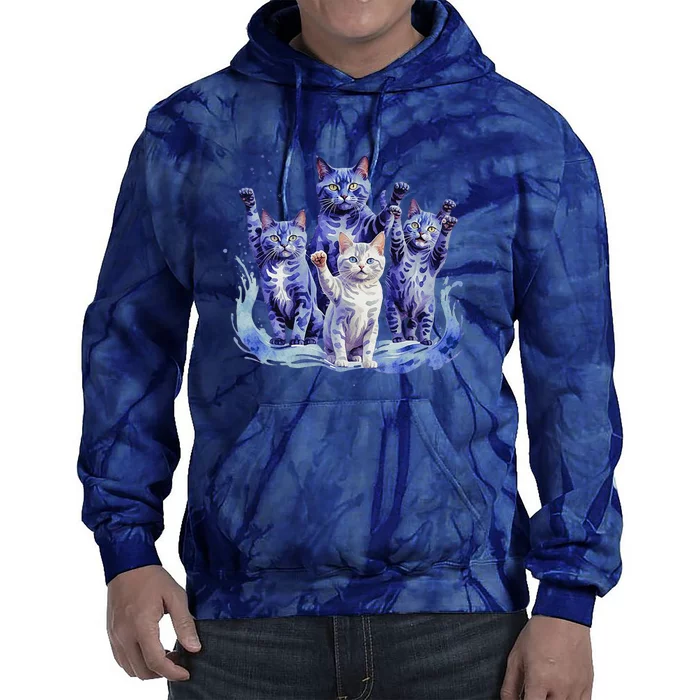 Kamala Harris Blue Cats Wave Funny For Cat Owners Tie Dye Hoodie