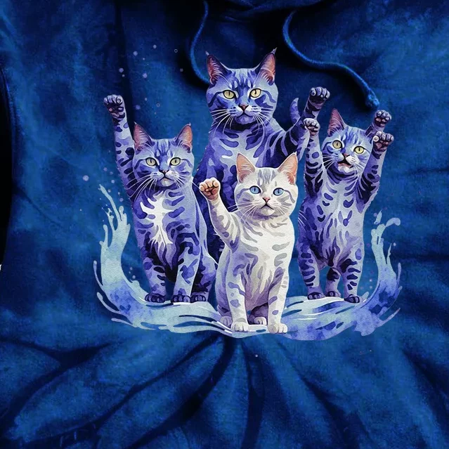 Kamala Harris Blue Cats Wave Funny For Cat Owners Tie Dye Hoodie