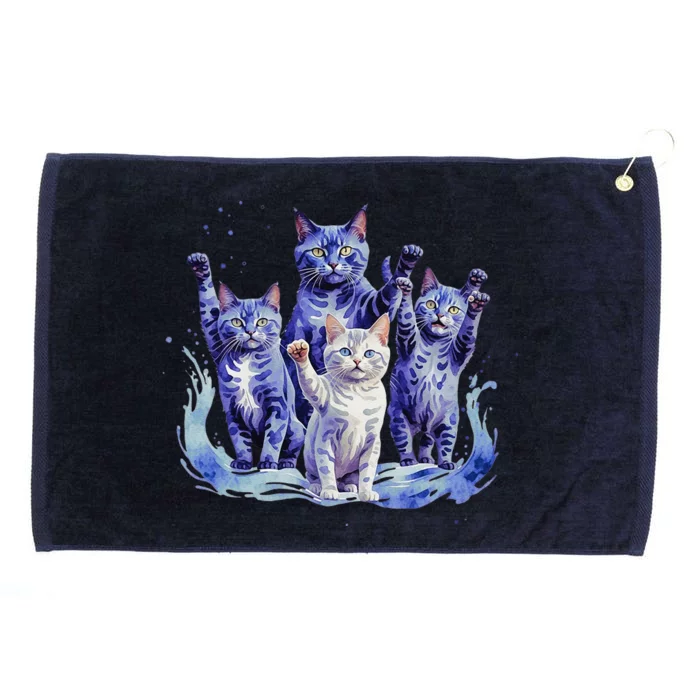 Kamala Harris Blue Cats Wave Funny For Cat Owners Grommeted Golf Towel