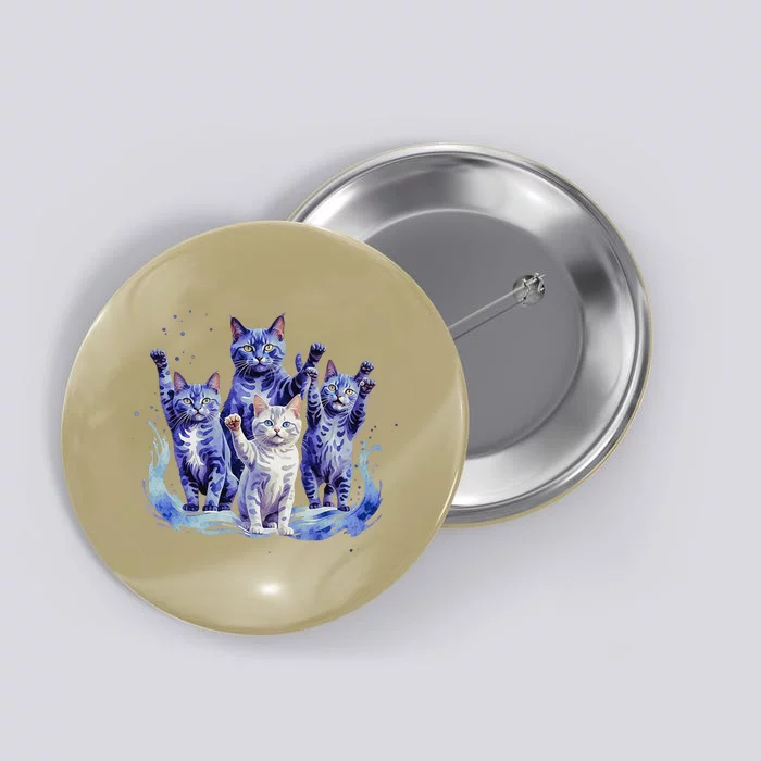 Kamala Harris Blue Cats Wave Funny For Cat Owners Button