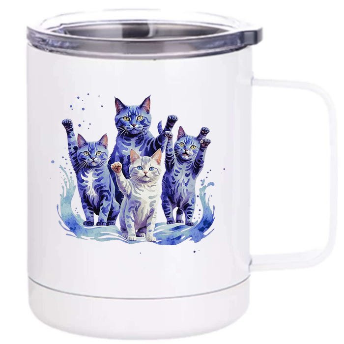 Kamala Harris Blue Cats Wave Funny For Cat Owners Front & Back 12oz Stainless Steel Tumbler Cup