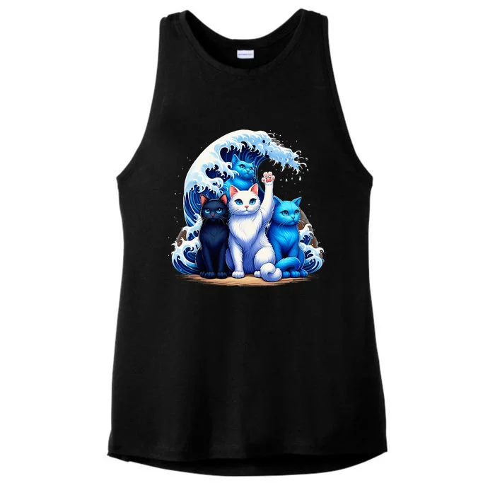 Kamala Harris Blue Cats Wave Cat Owners Cat Lovers Kamala Ladies Tri-Blend Wicking Tank