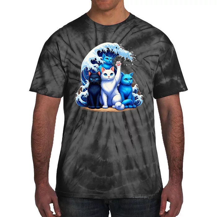 Kamala Harris Blue Cats Wave Cat Owners Cat Lovers Kamala Tie-Dye T-Shirt