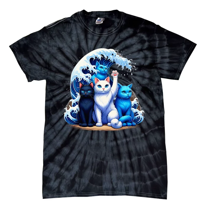 Kamala Harris Blue Cats Wave Cat Owners Cat Lovers Kamala Tie-Dye T-Shirt