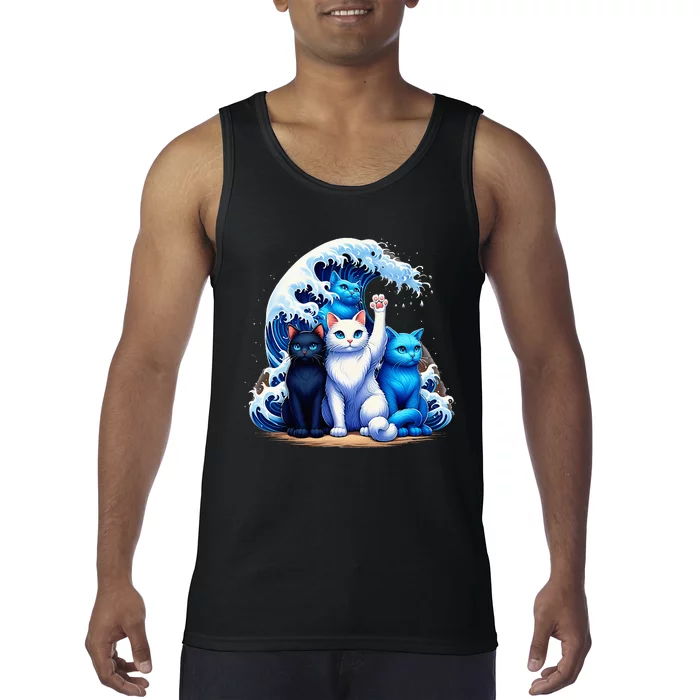 Kamala Harris Blue Cats Wave Cat Owners Cat Lovers Kamala Tank Top