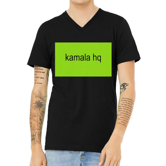 Kamala Hq Brat Meme V-Neck T-Shirt